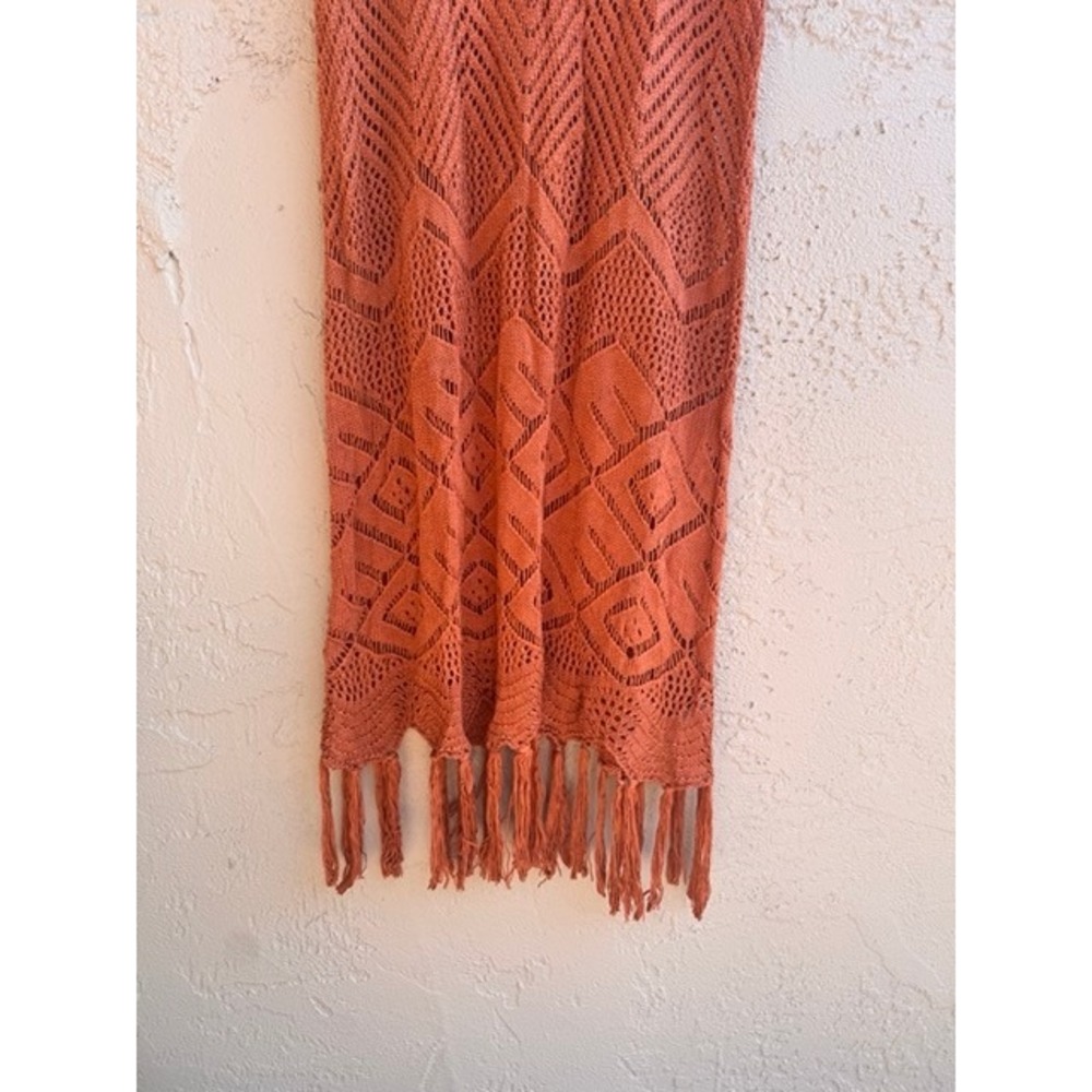 Cupshe NEW Rust Crochet Fringe Mini Dress Festival Mesh Boho Indie Hippie - Picture 6 of 12